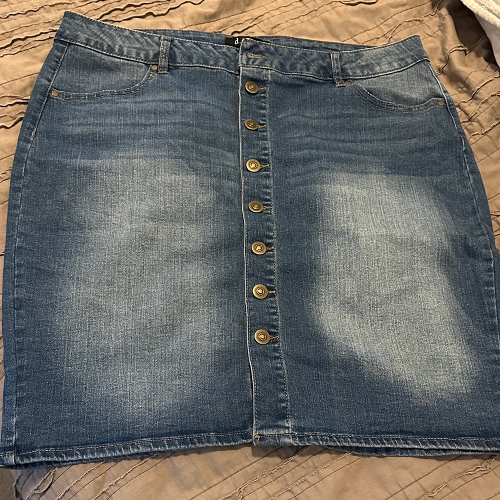 d. jeans Blue Button-Down Skirt
